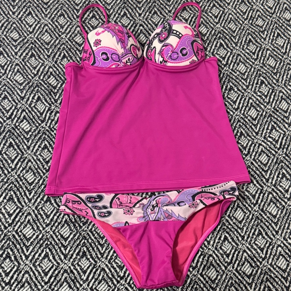 Pink Paisley Tankini Set